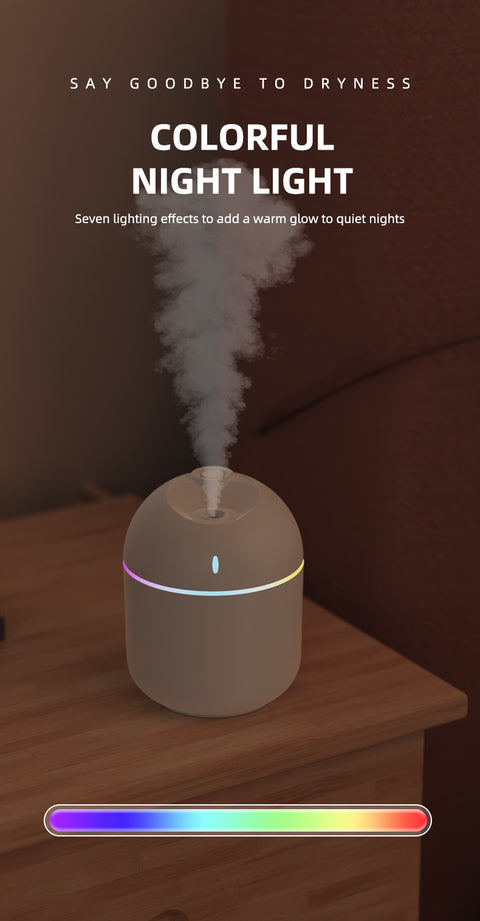 270ML Cool Mist Air Humidifier – USB Aroma Diffuser with LED Night Light
