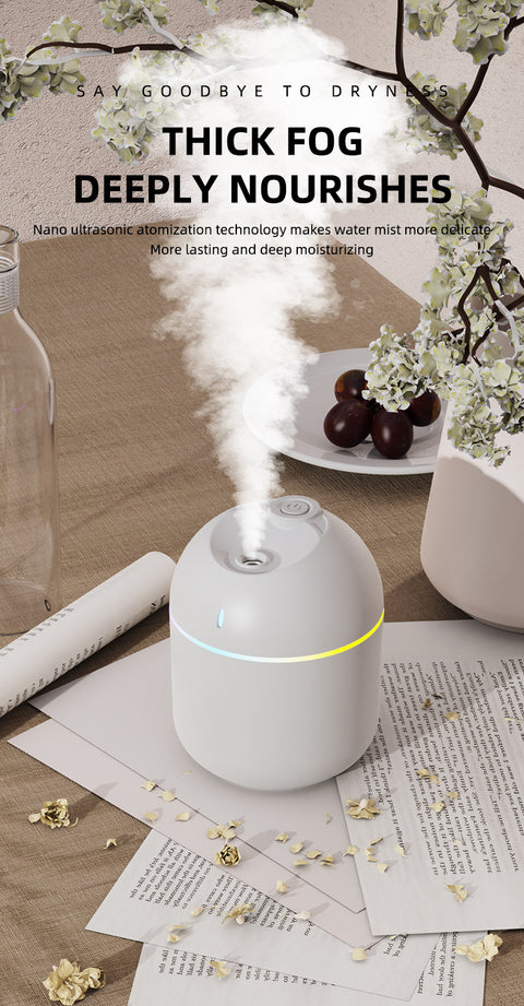 270ML Cool Mist Air Humidifier – USB Aroma Diffuser with LED Night Light