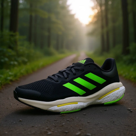 Solar Glide 5 Men's Running Shoes – Black Green Mesh EVA Cushioned Sneakers