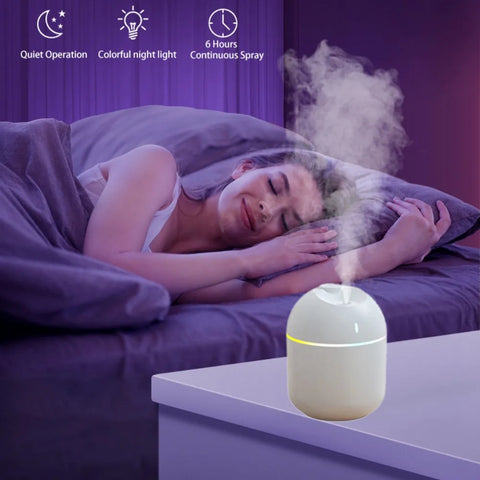 270ML Cool Mist Air Humidifier – USB Aroma Diffuser with LED Night Light