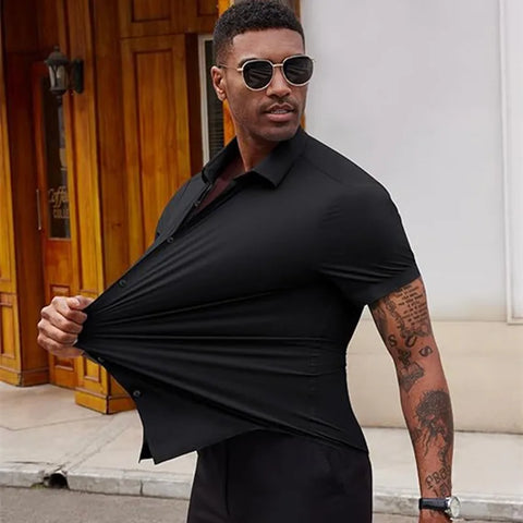 Men's Business Dress Shirt – Wrinkle-Free Short Sleeve Office Top