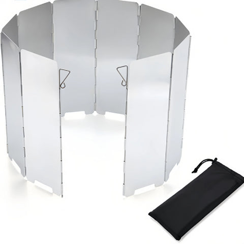 Camping Wind Shield - Foldable Aluminum Alloy Windscreen for Gas Stove (8/9/10 Plates)