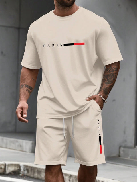 Men's Tracksuit Set – O-Neck Short Sleeve Shirt & Shorts