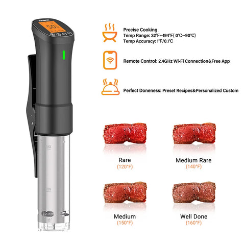 ISV-200W Wi-Fi Sous Vide Precision Cooker - 1000W Immersion Circulator