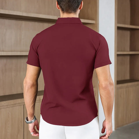 Men's No-Iron Short Sleeve Shirt – Versatile Business Casual Top