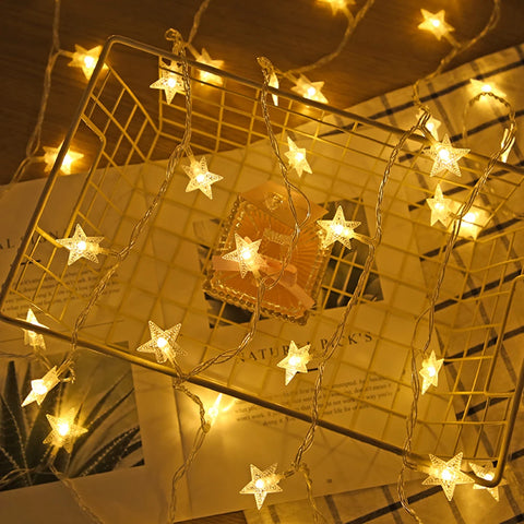 LED Star Fairy Lights – Outdoor Garland String Lights for Party & Garden