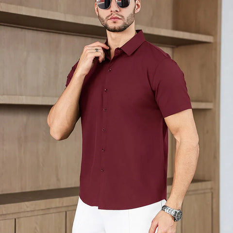 Men's No-Iron Short Sleeve Shirt – Versatile Business Casual Top
