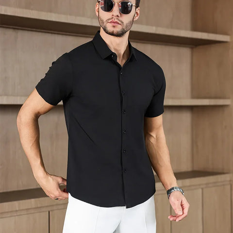 Men's No-Iron Short Sleeve Shirt – Versatile Business Casual Top