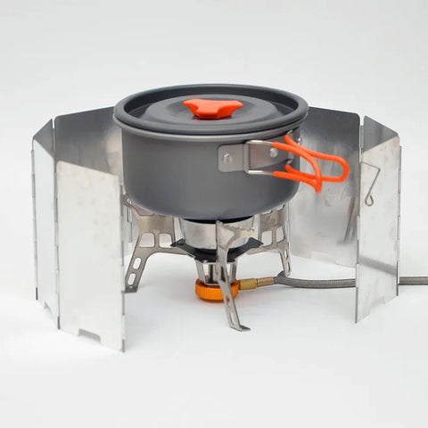 Camping Wind Shield - Foldable Aluminum Alloy Windscreen for Gas Stove (8/9/10 Plates)