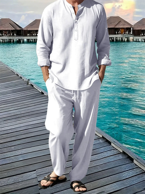 Men's Hawaiian Shirt & Trouser Set – Casual Beach Vacation Suit