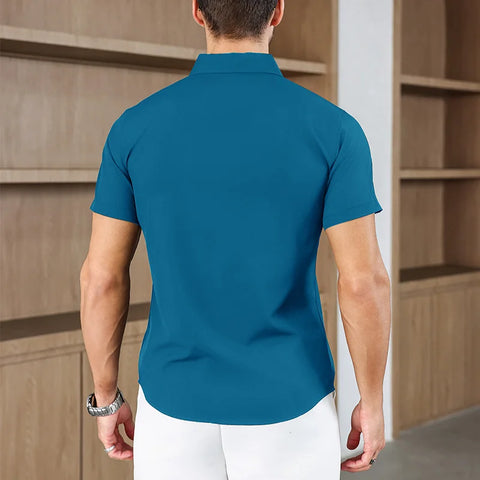 Men's No-Iron Short Sleeve Shirt – Versatile Business Casual Top