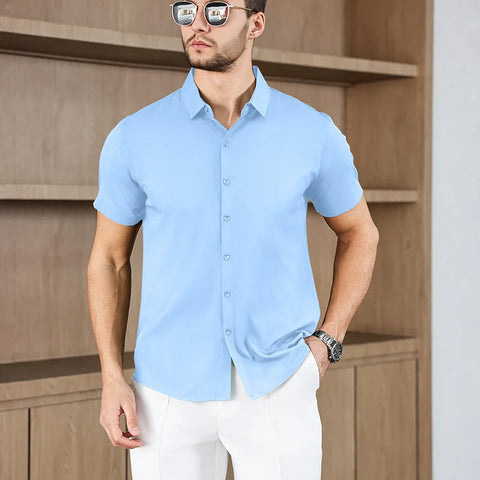 Men's No-Iron Short Sleeve Shirt – Versatile Business Casual Top
