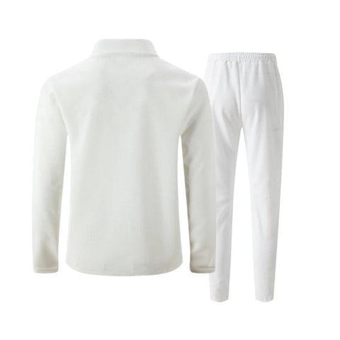 Men's Waffle Two-Piece Set – Zippered Shirt & Trousers Outfit