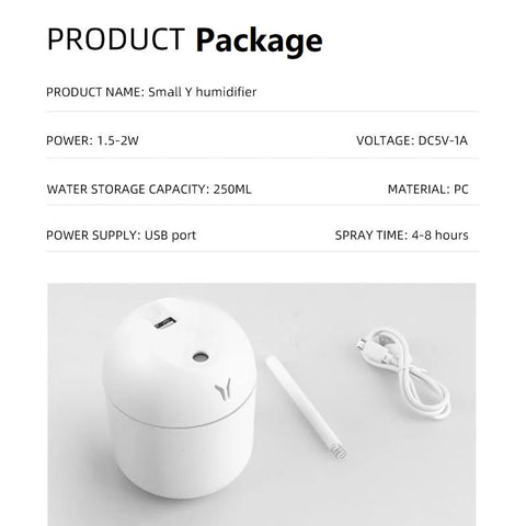 250ML USB Mini Air Humidifier – Aroma Diffuser with Color LED Lamp