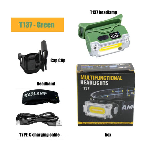 Super Bright Magnetic Headlamp - 3-in-1 LED Hat Clip Light with Digital Display