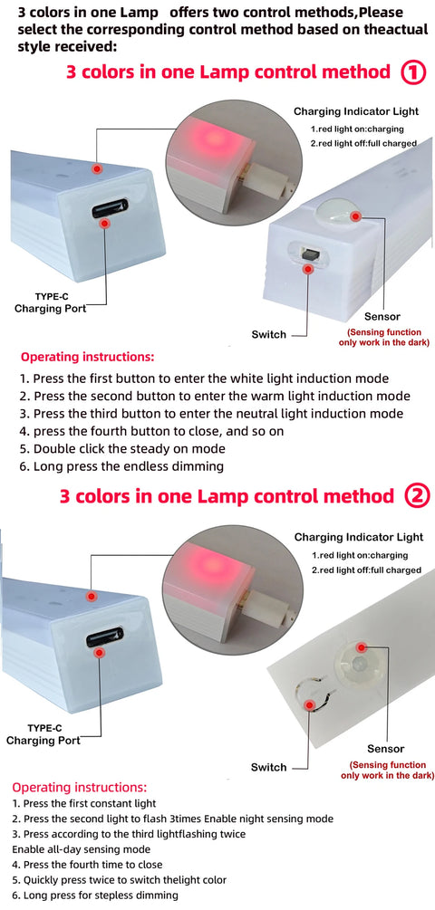 Dimmable Motion Sensor LED Bar Light – USB Rechargeable Wireless Cabinet Light