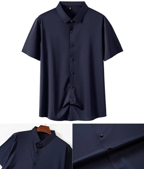 Men's Business Dress Shirt – Wrinkle-Free Short Sleeve Office Top