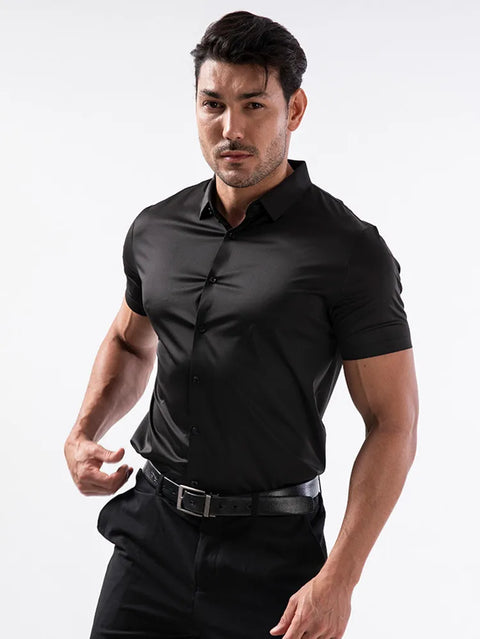 Men's Business Dress Shirt – Wrinkle-Free Short Sleeve Office Top