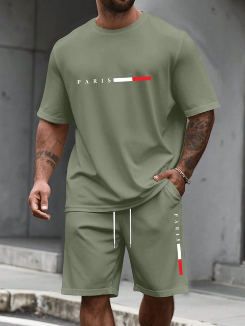 Men's Tracksuit Set – O-Neck Short Sleeve Shirt & Shorts