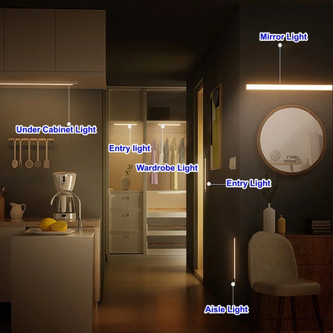Wireless Motion Sensor LED Bar Light – USB Rechargeable Cabinet Night Light