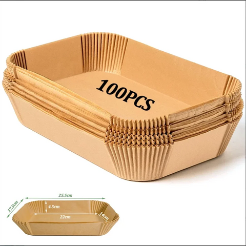 Disposable Air Fryer Paper Liners - Oil-Proof Rectangle Baking Sheets (50/100 Pack)