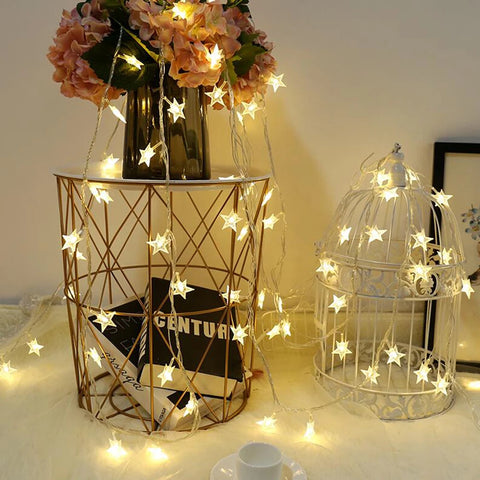 LED Star Fairy Lights – Outdoor Garland String Lights for Party & Garden