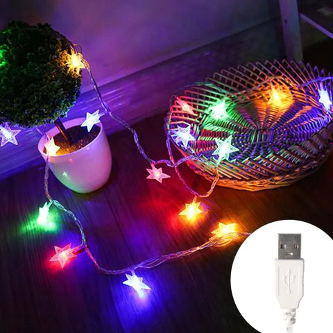 LED Star Fairy Lights – Outdoor Garland String Lights for Party & Garden