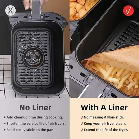Disposable Air Fryer Paper Liners - Oil-Proof Rectangle Baking Sheets (50/100 Pack)