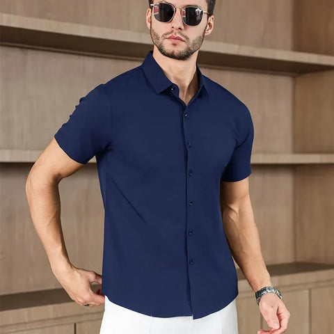 Men's No-Iron Short Sleeve Shirt – Versatile Business Casual Top