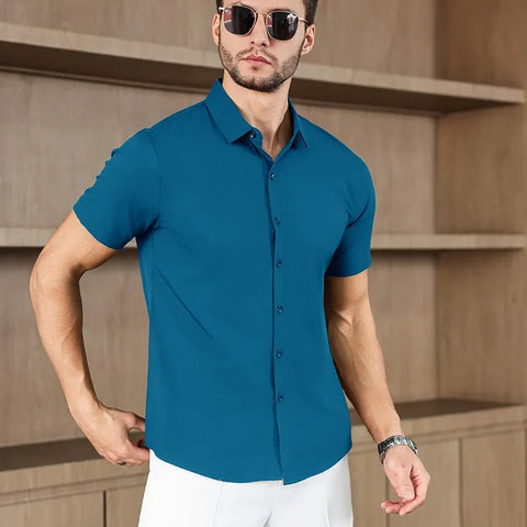 Men's No-Iron Short Sleeve Shirt – Versatile Business Casual Top