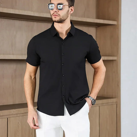 Men's No-Iron Short Sleeve Shirt – Versatile Business Casual Top