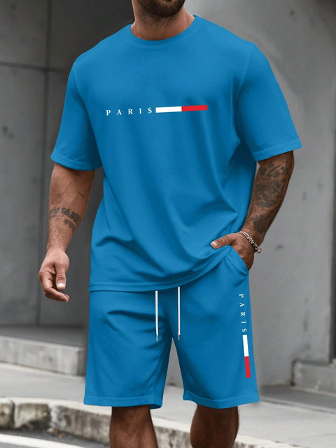 Men's Tracksuit Set – O-Neck Short Sleeve Shirt & Shorts