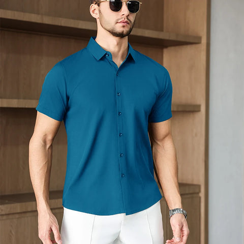 Men's No-Iron Short Sleeve Shirt – Versatile Business Casual Top