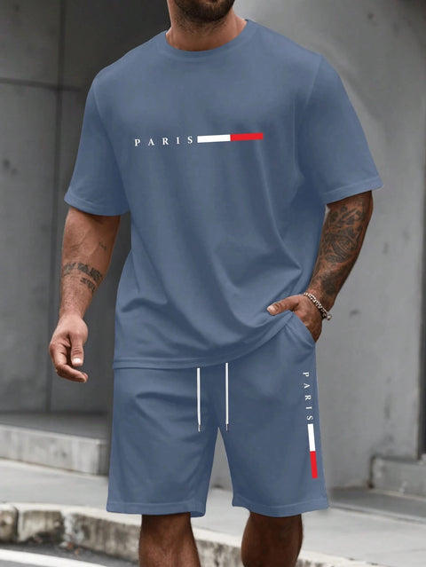 Men's Tracksuit Set – O-Neck Short Sleeve Shirt & Shorts