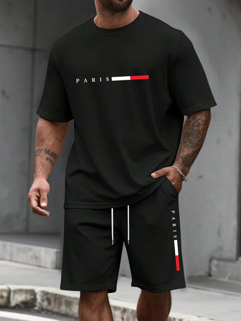 Men's Tracksuit Set – O-Neck Short Sleeve Shirt & Shorts