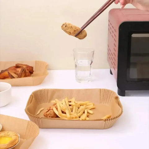 Disposable Air Fryer Paper Liners - Oil-Proof Rectangle Baking Sheets (50/100 Pack)