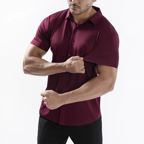 Men's Business Dress Shirt – Wrinkle-Free Short Sleeve Office Top