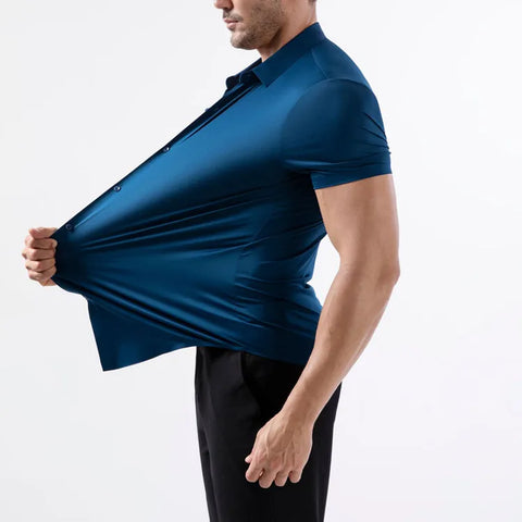 Men's Business Dress Shirt – Wrinkle-Free Short Sleeve Office Top