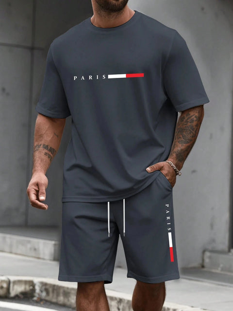 Men's Tracksuit Set – O-Neck Short Sleeve Shirt & Shorts