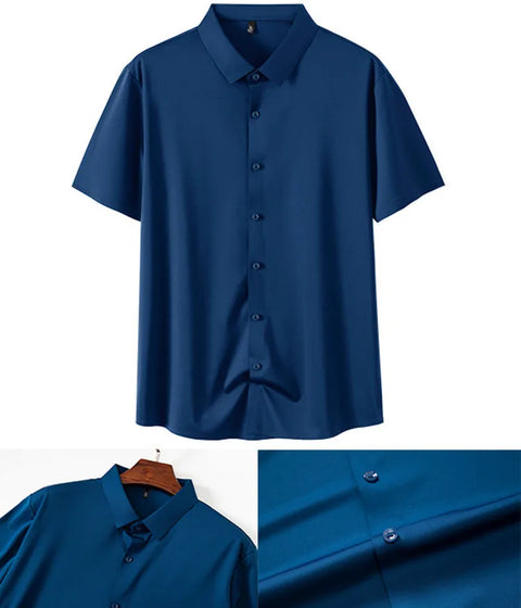 Men's Business Dress Shirt – Wrinkle-Free Short Sleeve Office Top