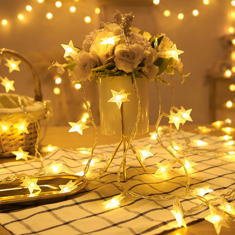LED Star Fairy Lights – Outdoor Garland String Lights for Party & Garden
