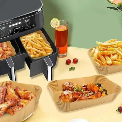 Disposable Air Fryer Paper Liners - Oil-Proof Rectangle Baking Sheets (50/100 Pack)