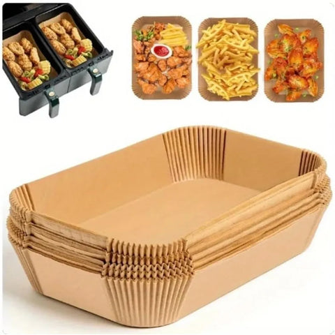 Disposable Air Fryer Paper Liners - Oil-Proof Rectangle Baking Sheets (50/100 Pack)