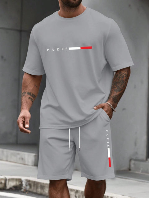 Men's Tracksuit Set – O-Neck Short Sleeve Shirt & Shorts
