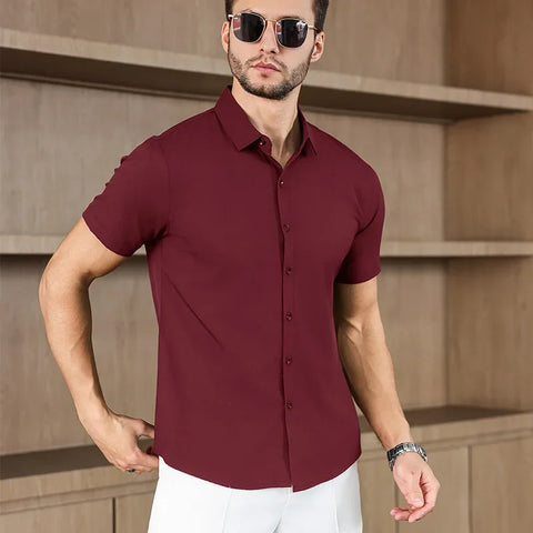 Men's No-Iron Short Sleeve Shirt – Versatile Business Casual Top