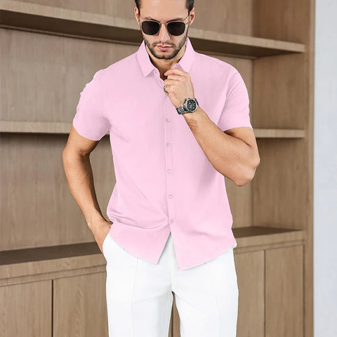 Men's No-Iron Short Sleeve Shirt – Versatile Business Casual Top