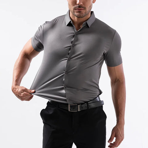 Men's Business Dress Shirt – Wrinkle-Free Short Sleeve Office Top
