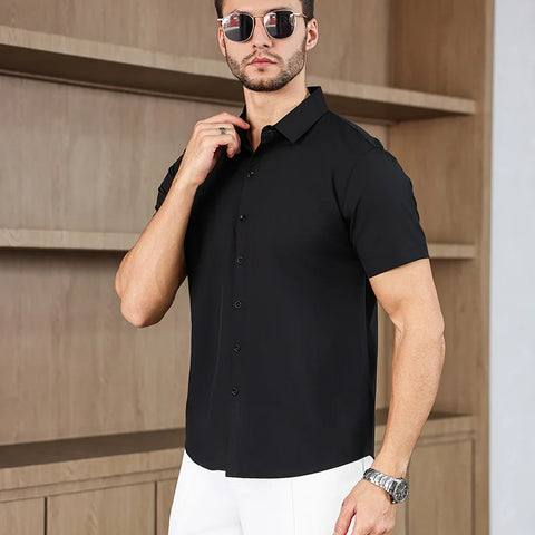 Men's No-Iron Short Sleeve Shirt – Versatile Business Casual Top