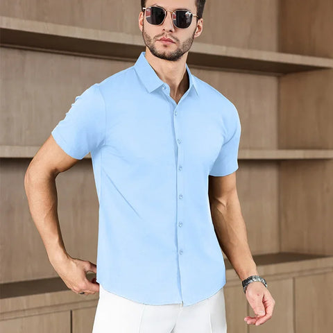 Men's No-Iron Short Sleeve Shirt – Versatile Business Casual Top