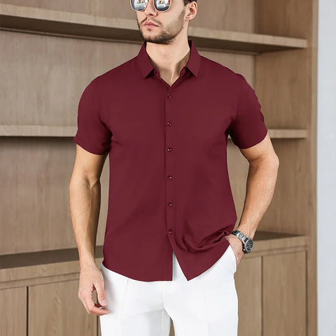 Men's No-Iron Short Sleeve Shirt – Versatile Business Casual Top